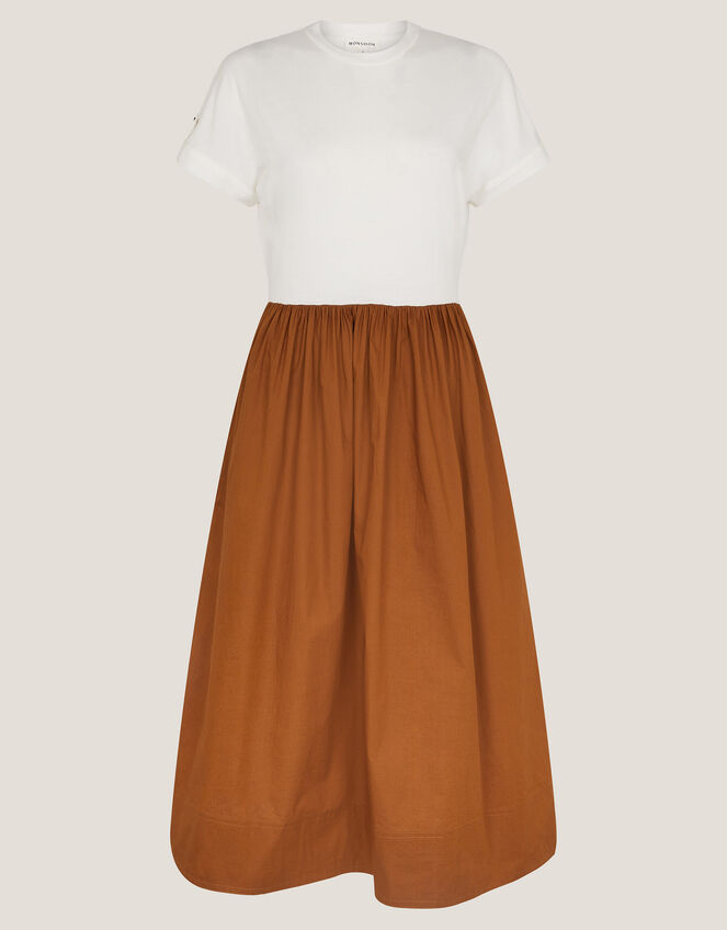 Cali Contrast T-Shirt Midi Dress, Camel (CAMEL), large