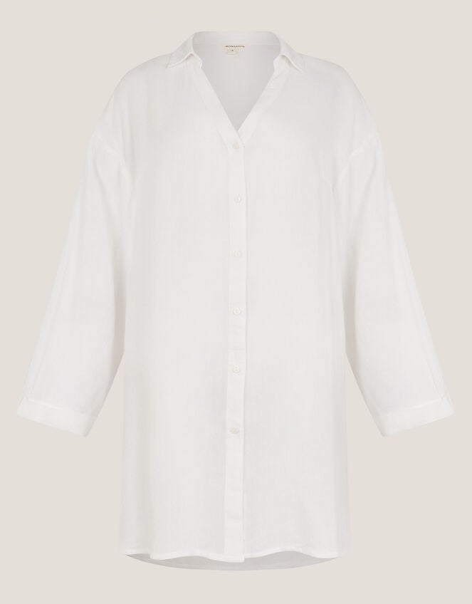 Esme Beach Shirt Dress, White (WHITE), large