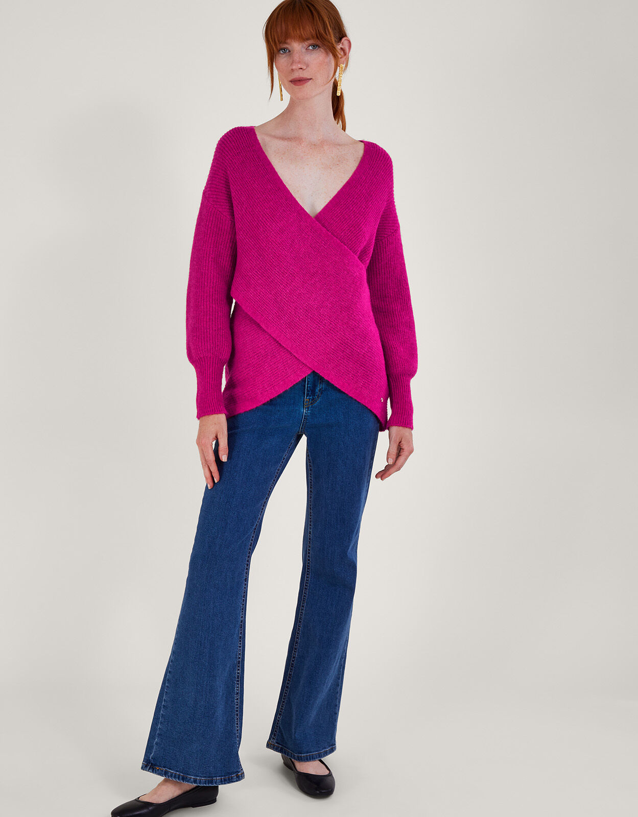 Pink sales wrap jumper