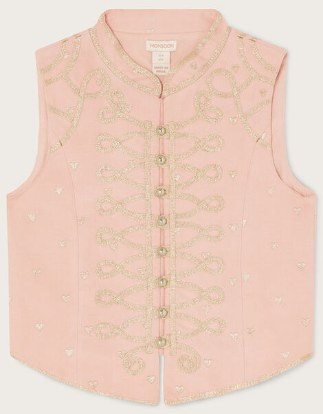 Land of Wonder Embroidered Heart Drummer Waistcoat, Pink (PINK), large