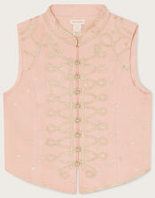 Land of Wonder Embroidered Heart Drummer Vest, Pink (PINK), large