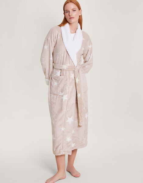 Star Print Dressing Gown Brown, Brown (TAUPE), large