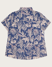 Safari Animal Print Shirt WWF-UK Collaboration, Blue (NAVY), large