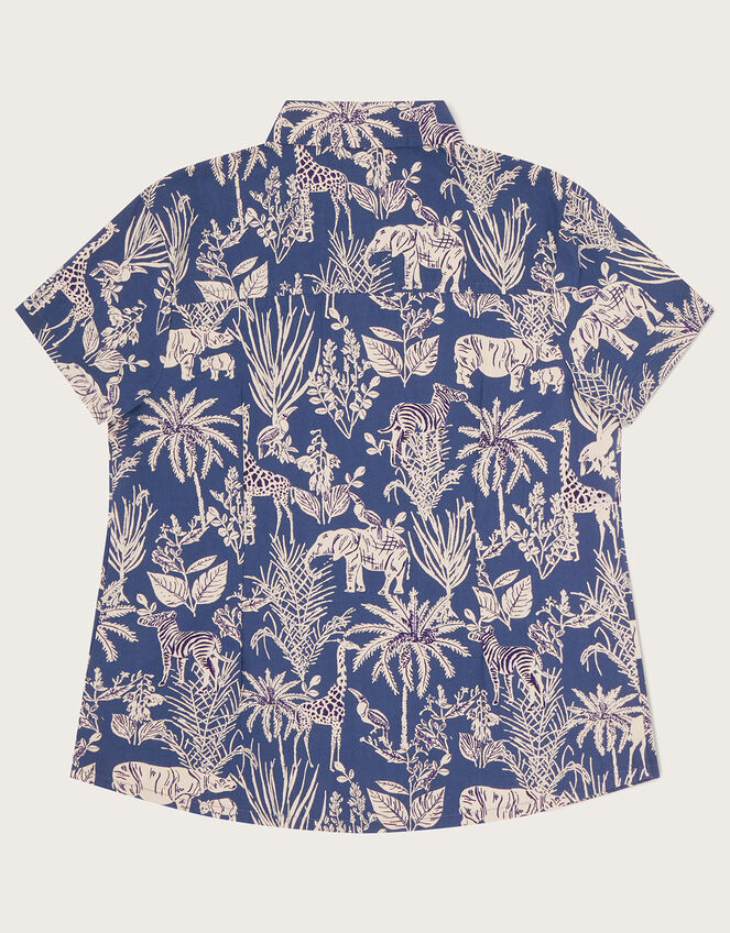 Safari Animal Print Shirt WWF-UK Collaboration, Blue (NAVY), large