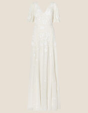 Rosie Embellished Puff Sleeve Bridal Dress, Ivory (IVORY), large