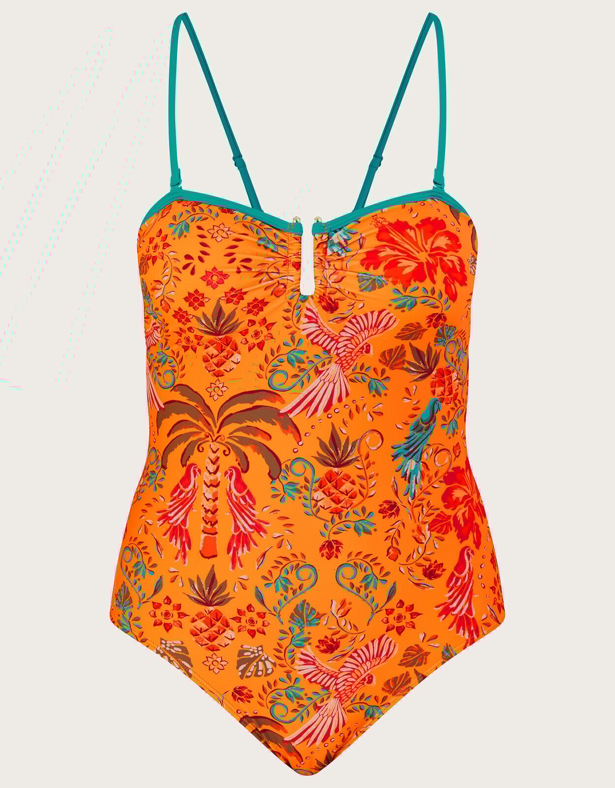 Orange print swimsuit discount