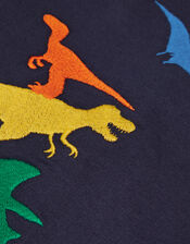 Embroidered Dinosaur Sweatshirt, Blue (NAVY), large