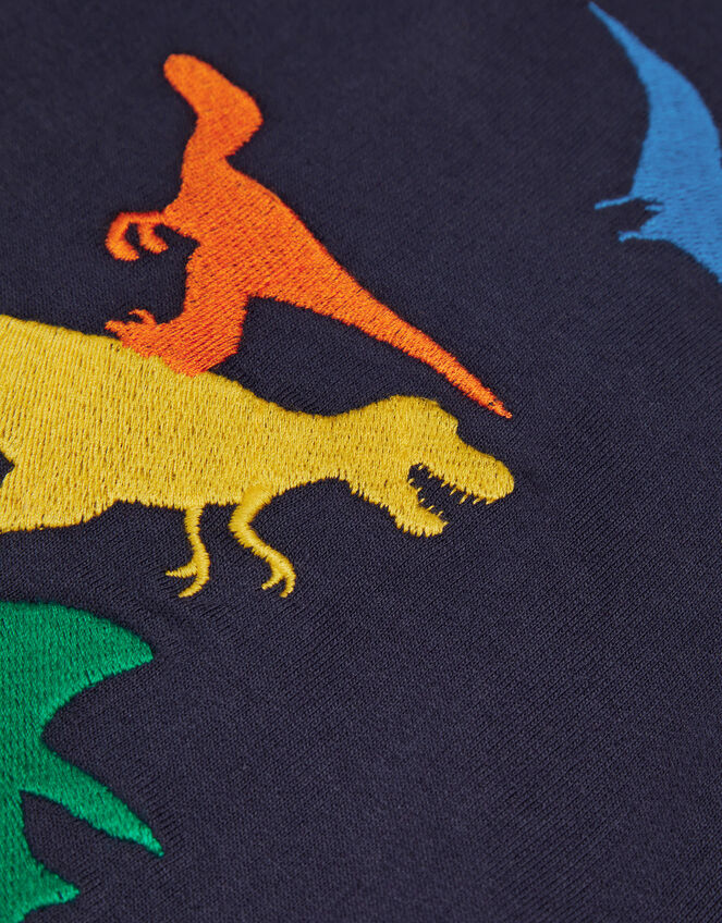Embroidered Dinosaur Sweatshirt, Blue (NAVY), large