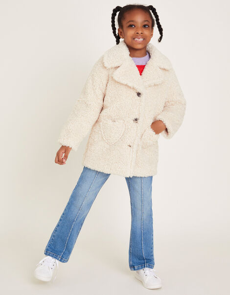 Heart Pocket Borg Crombie Coat, Cream (CREAM), large