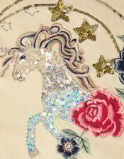 Unicorn Embellished T-Shirt, Ivory (IVORY), large