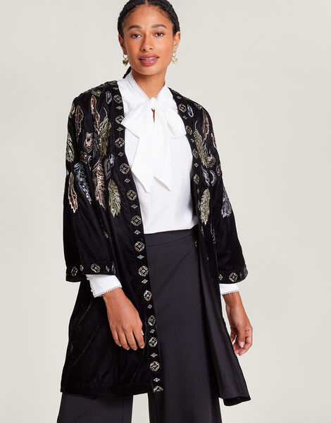 Fenix Embroidered Kimono, Black (BLACK), large
