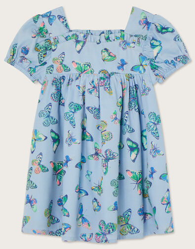 Baby Butterfly Puff Sleeve Dress, Blue (BLUE), large