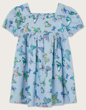 Baby Butterfly Puff Sleeve Dress, Blue (BLUE), large