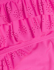 Laser Cut Frill Plain Bikini, Pink (PINK), large