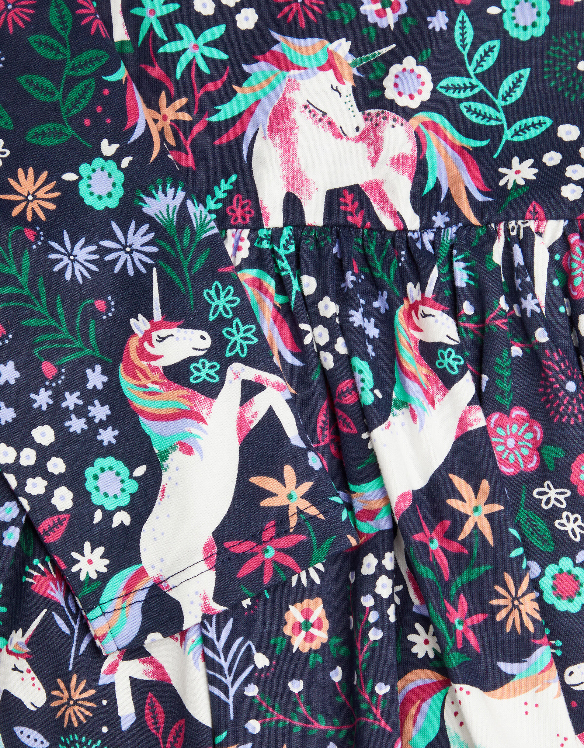 Long Sleeve Unicorn Print Dress Blue Girls Dresses Monsoon US