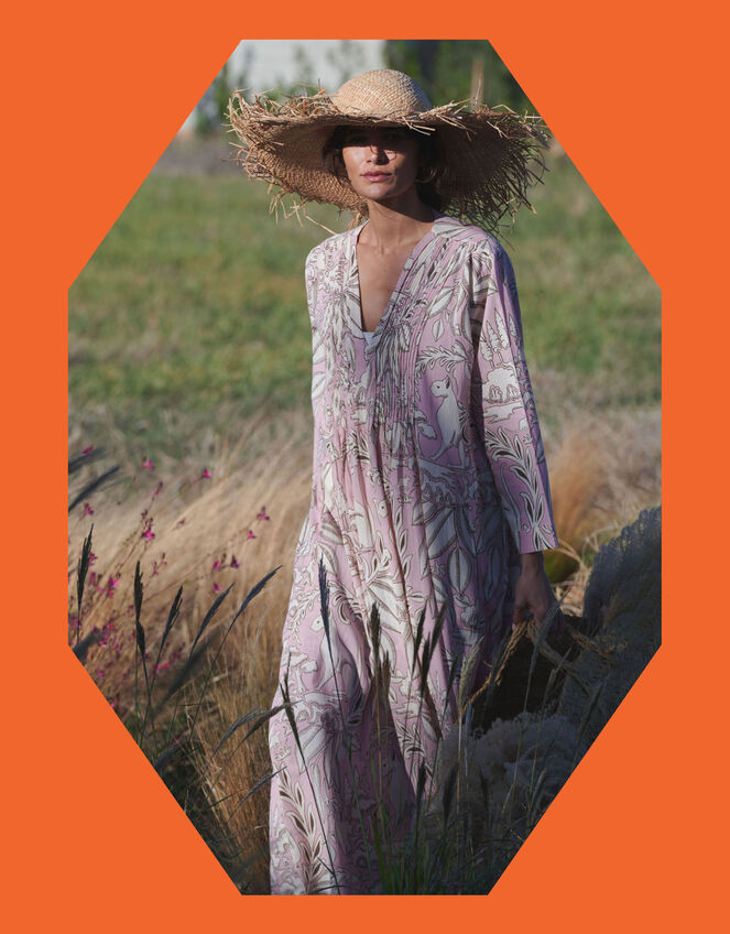 One Hundred Stars Sphinx Pintuck Maxi Dress, Pink (PALE PINK), large
