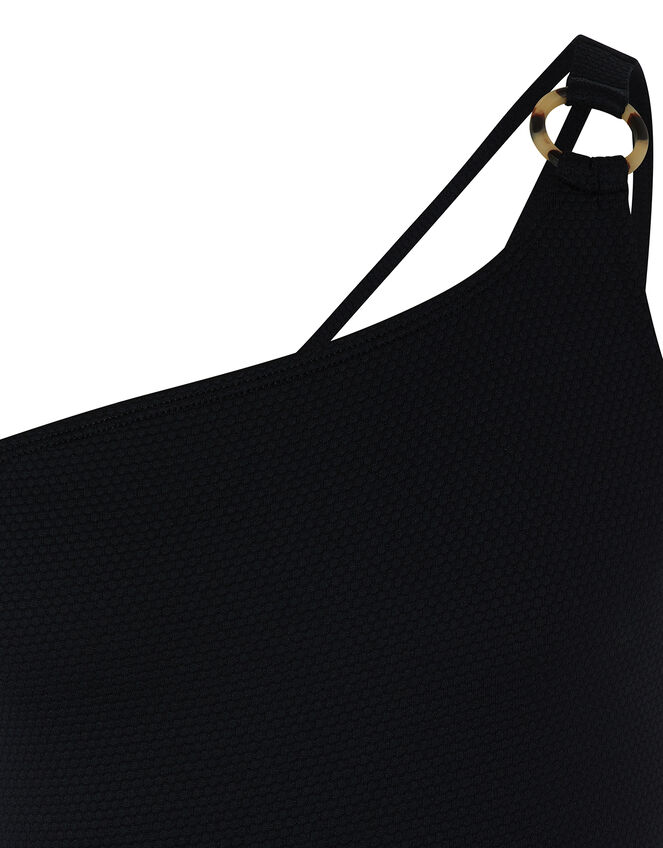 Rhia Ring Detail One-Shoulder Swimsuit, Black (BLACK), large