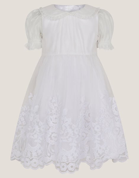 Baby Athena Floral Embroidered Dress, White (WHITE), large