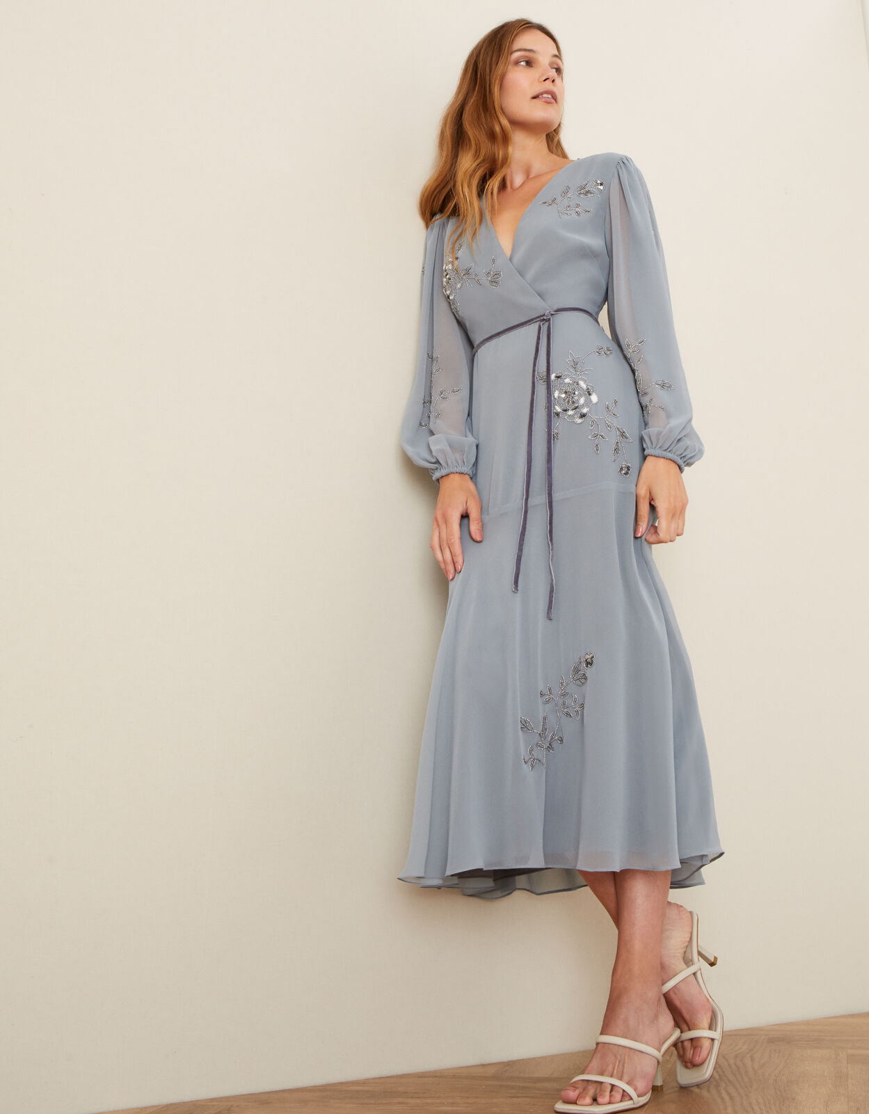 Gracie Embroidered Wrap Dress in 