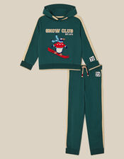 Snow Club Penguin Hoodie & Joggers Set, Green (GREEN), large