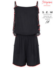 Maxime Pom-Pom Playsuit in LENZING™ ECOVERO™, Black (BLACK), large