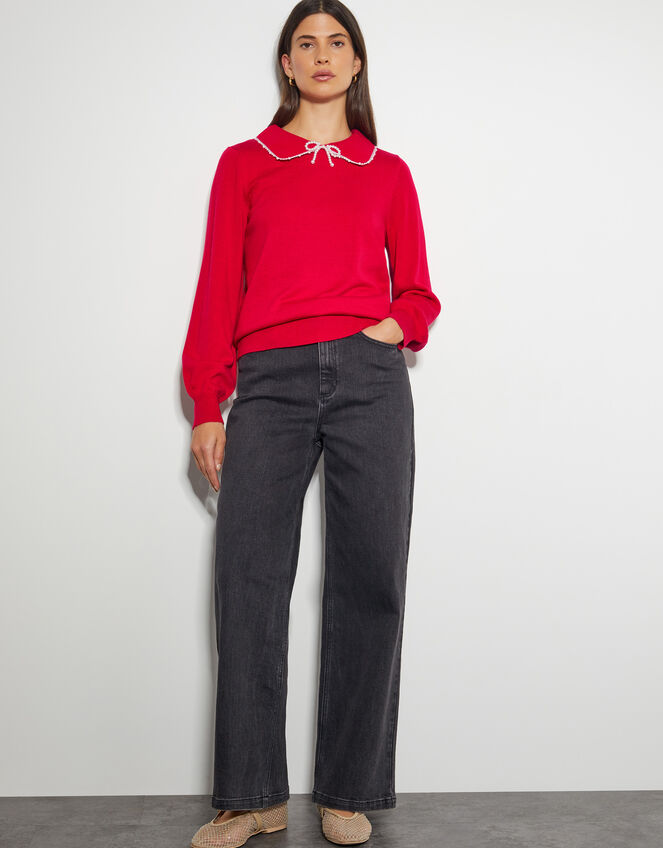 Clara Collar Jumper, Red (RED), large