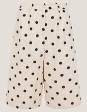 Isabel Polka Dot Longline Shorts, Ivory (IVORY), large