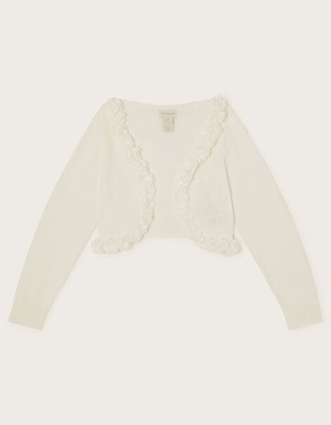 Flora Corsage Trim Cardigan, Ivory (IVORY), large