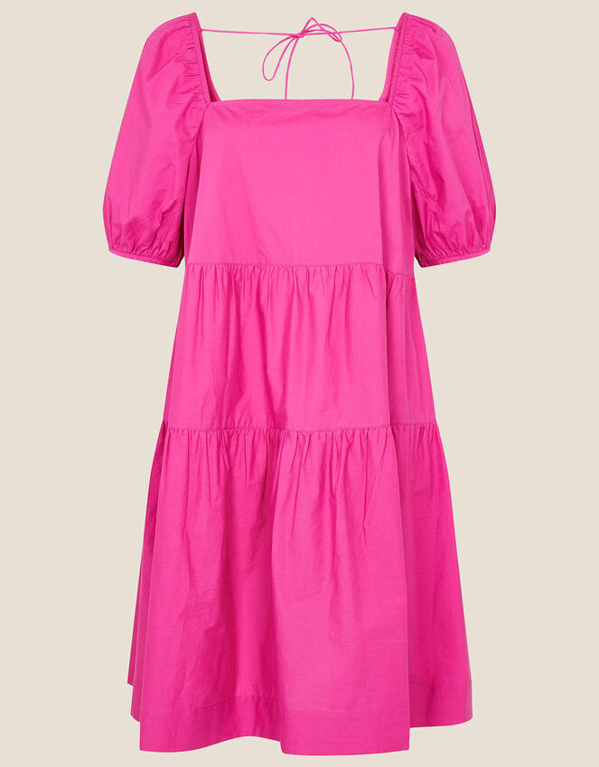 Tiered Dress in Organic Cotton, Pink (PINK), large