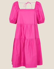 Tiered Dress in Organic Cotton, Pink (PINK), large