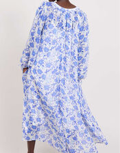 East Becca Floral Georgette Dress, Blue (BLUE), large
