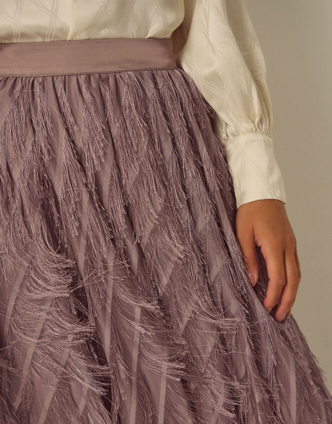 Fayana Fringe A-Line Midi Skirt, Mink (MINK), large