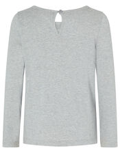 Sequin Swan Long-Sleeve T-shirt, Grey (GREY), large