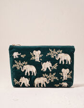 Elizabeth Scarlett Elephant Herd Velvet Pouch, , large