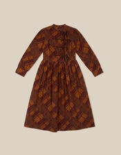 Melinda Check Print Corduroy Midi Dress, Brown (BROWN), large