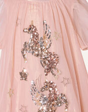 Sequin Unicorn Trapeze Dress, Pink (PINK), large