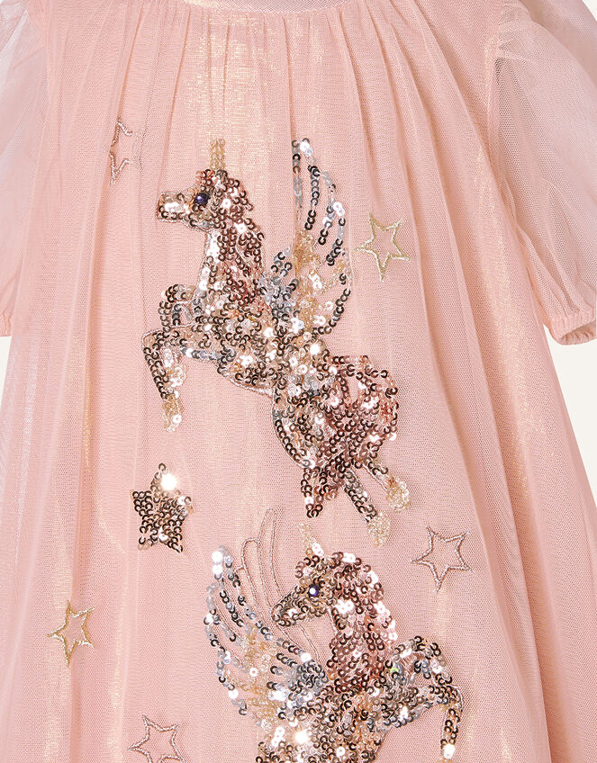 Sequin Unicorn Trapeze Dress, Pink (PINK), large