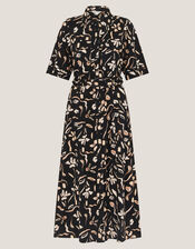 Ulla Floral Print Jersey Dress, Black (BLACK), large