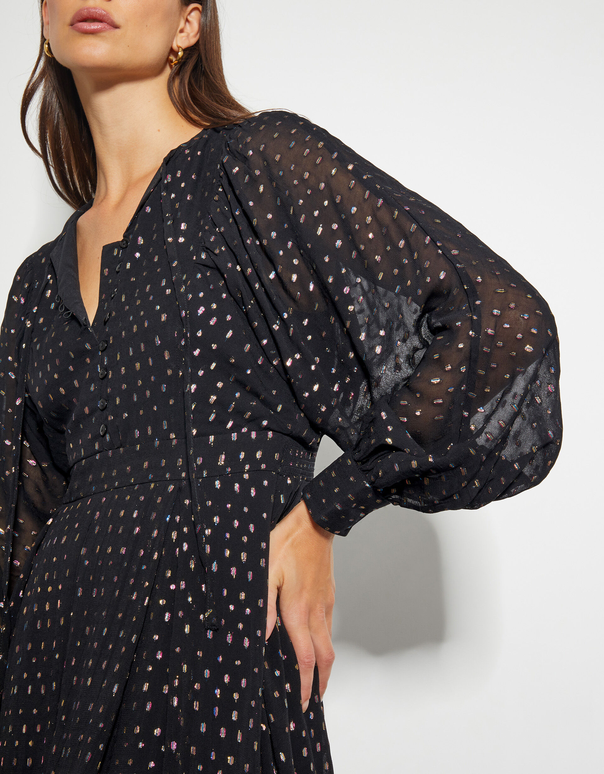 Metallic polka dot dress deals
