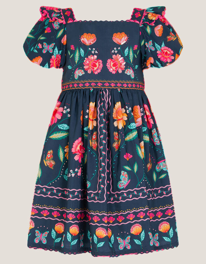 Aurelia Floral Print Dress , Blue (NAVY), large