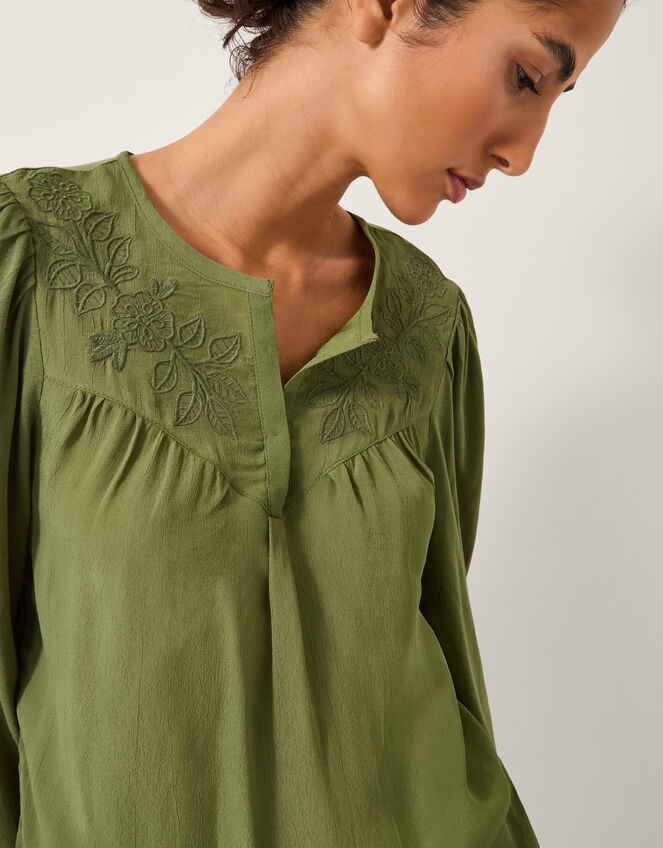 Fila Floral Embroidered Blouse, Green (GREEN), large