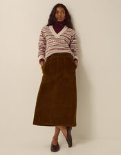 Malika Corduroy Midi Skirt, Green (CHARTREUSE), large
