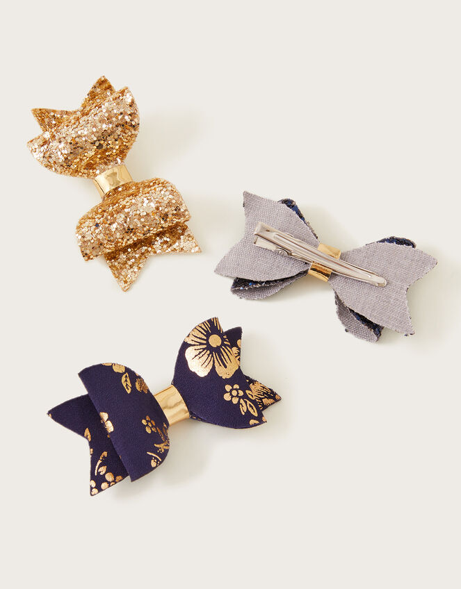 Cora Bow Hair Clips Set of Three, , large