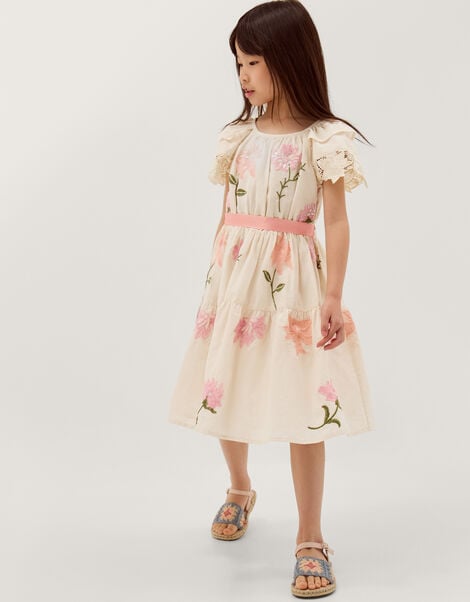 Floral Embellished Lace Dress, Ivory (IVORY), large