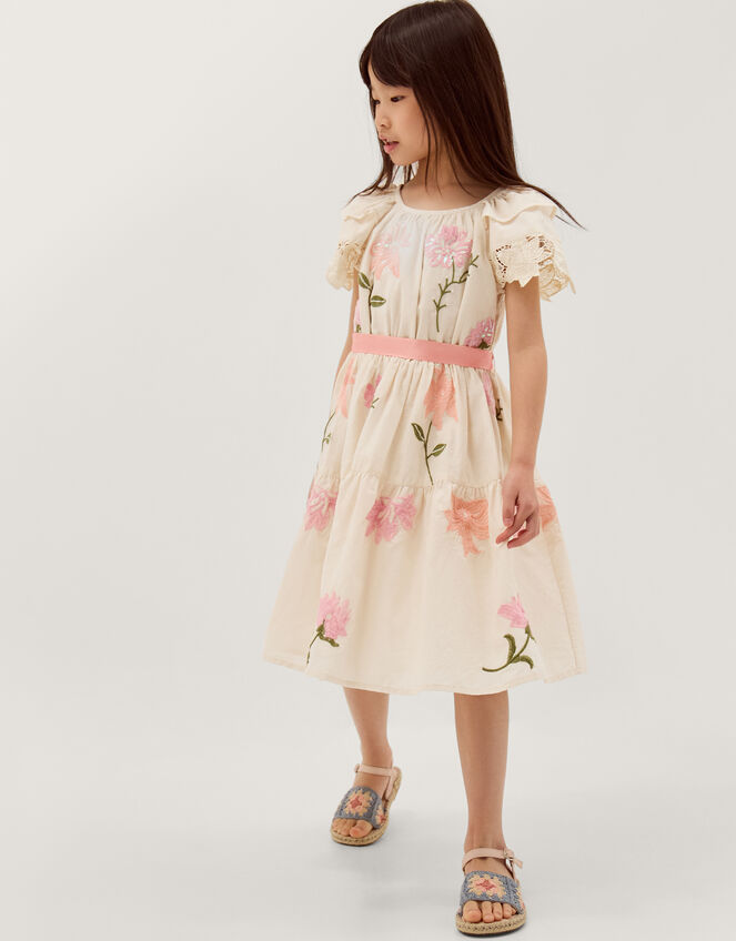 Floral Embellished Lace Dress, Ivory (IVORY), large