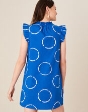Tie Dye Poplin Dress, Blue (BLUE), large