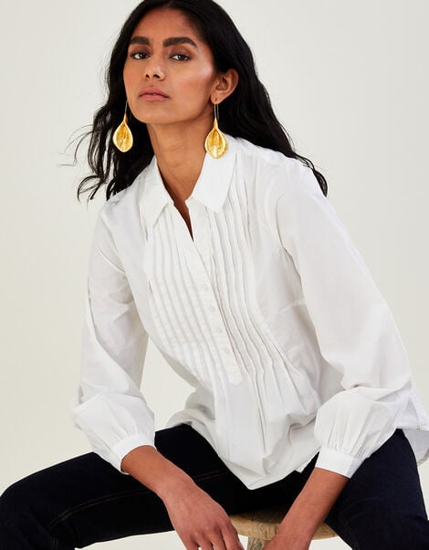 Plain Poplin Shirt in Sustainable Cotton White, White (WHITE), large