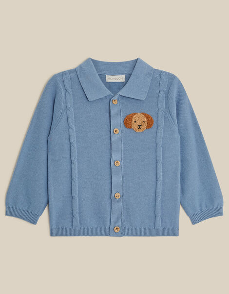 Newborn Dog Cable Knit Cardigan, Blue (BLUE), large