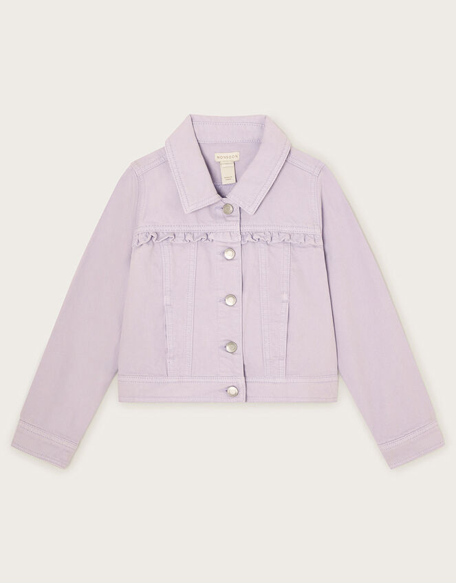 Frill Denim Jacket, Purple (LILAC), large