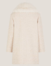 Detachable Collar Tweed Coat, Cream (CREAM), large
